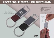  Pull out rectangle metal PU keychain 