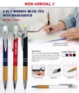 2 in 1 Wooden Metal Pen with Highlighter
