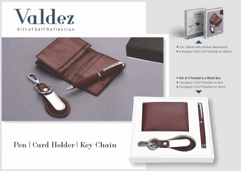 3 in 1 Premium Card Holder, Pen and Keychain Set