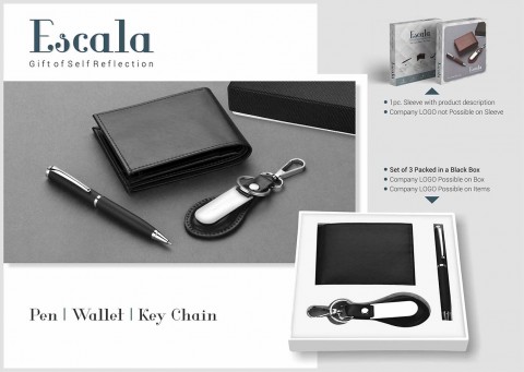 3 in 1 Wallet Pen and Keychain Black