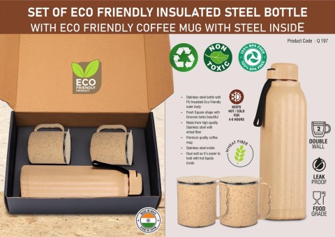 3pcs Eco Gift Set (Insulated Square Eco Steel bottle with 2 Eco Steel cups)