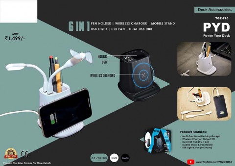 6 IN 1 Penholder with wireless charger -PYD 