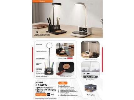 6-in-1 Multi-Functional Desk Lamp and Charging Station