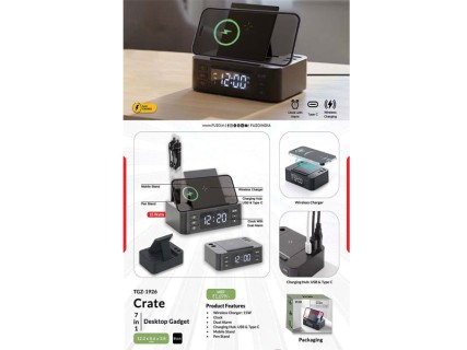 7-in-1 Desktop Gadget (Wireless Charger + Clock + Hub) - Corporate Gifts