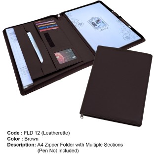 A4 Zipper Folder with Multiple Sections (without pen)  