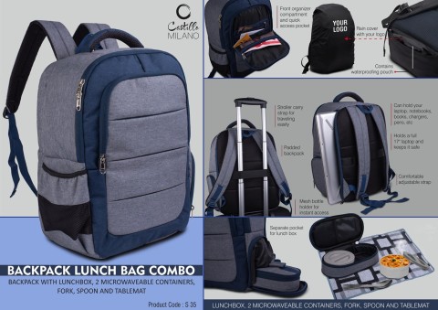 Backpack Lunch Bag Kit Combo 