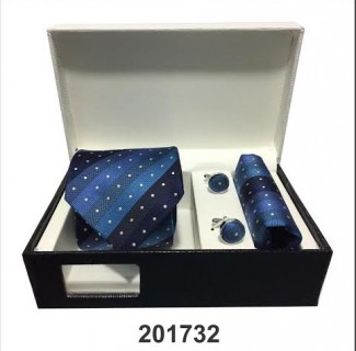 Co-ordinated Set of Micro Silk Tie + Kerchief + Cuff-link