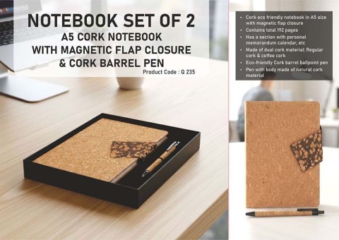 Cork Duo notebook with Magnetic Flap with Pen Cork Duo notebook with Magnetic Flap with Pen