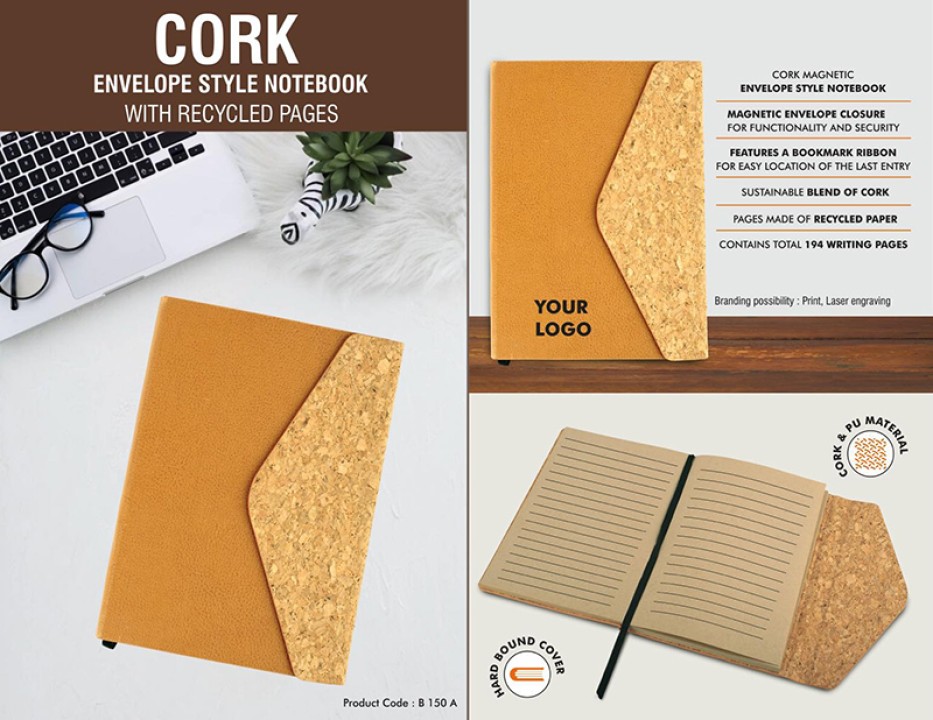 Cork Magnetic Envelope Style Notebook Corporate Gifts Supplier in price ...