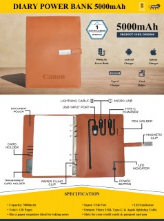 Diary power bank 5000mah