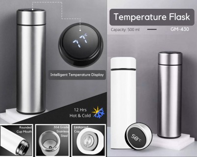 Doube Wall Vacuum Flask with Temperature Display(450 ML) 