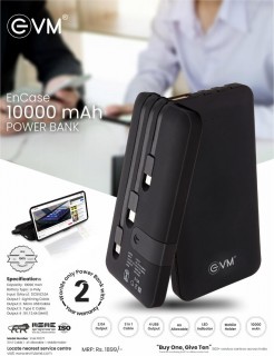 EVM Enable 10000 Mah Lithium Polymer Power Bank with LED Indicator and 2 Years Warranty EVM Enable 10000 Mah Lithium Polymer Power Bank with LED Indicator and 2 Years Warranty