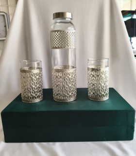 Glass Bottle with 2 Glass Set 