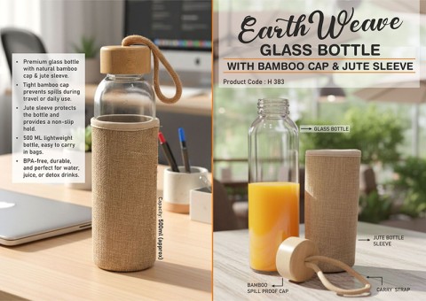 Glass Bottle with Bamboo Cap & Jute Sleeve Glass Bottle with Bamboo Cap & Jute Sleeve