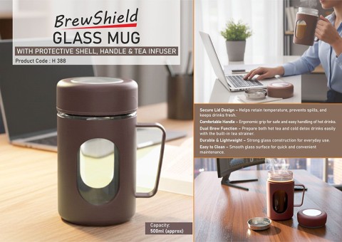 Glass Mug with  Shell-500ml