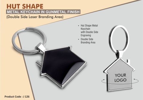 Hut shape metal keychain