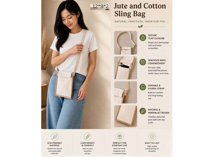 Jute and Cotton Sling Bag 