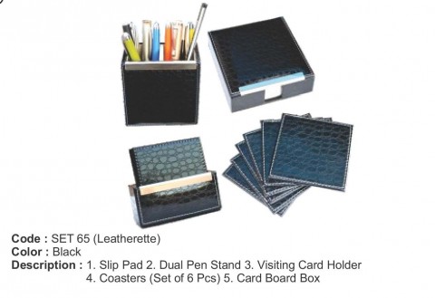 LEATHERETTE DESK TOP SET OF 4PCS