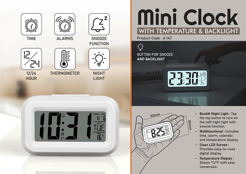 Mini Clock With Temperature & Backlight Corporate Gifts Supplier in ...