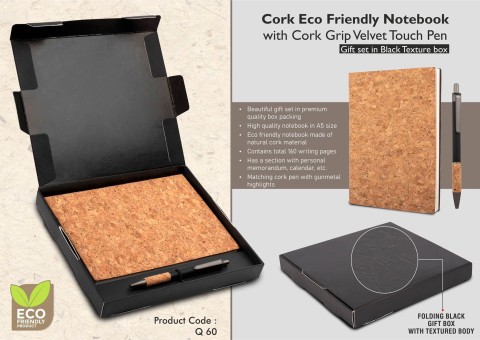 Notebook with Cork Grip Velvet touch pen