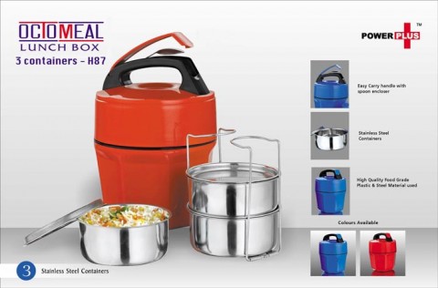 Power Plus Octomeal Lunch Box - 3 Containers (Steel)