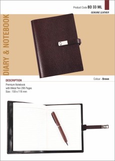 Premium notebook with metal pen