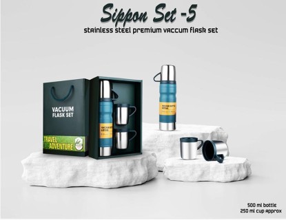 Stainless Steel Premium Vacuum Flask- SET OF FLASK WITH 2 MUGS Stainless Steel Premium Vacuum Flask- SET OF FLASK WITH 2 MUGS