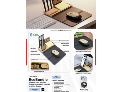Sustainable 7-In-1 Bamboo Desk Organizer Set - Corporate Gifts