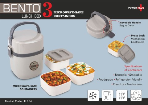 Travel Lunch Box with 3 Plastic Containers