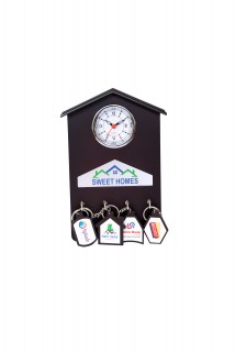 Wooden Key holder with clock