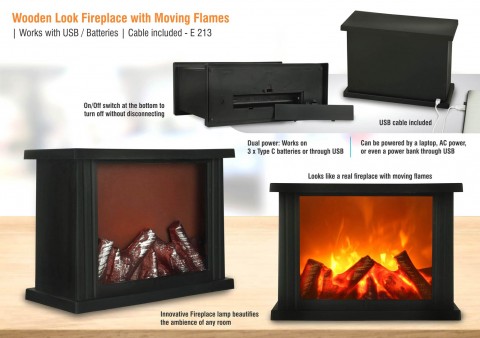 Wooden look Fireplace with moving flames